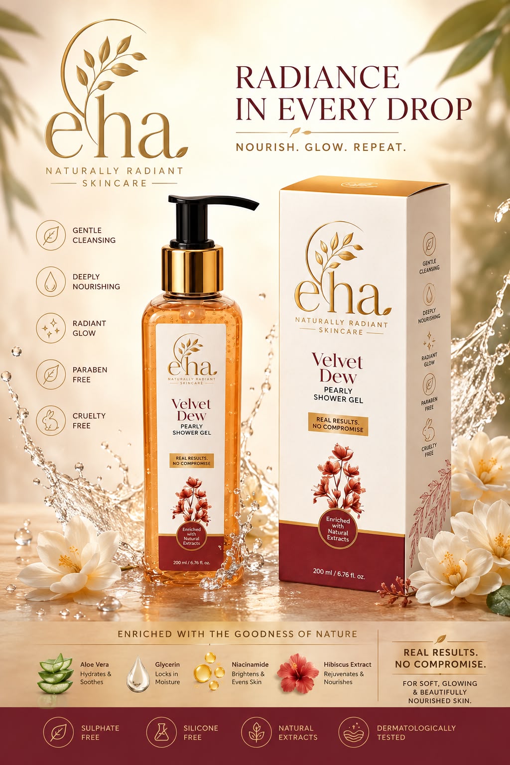 EHA Velvet Dew Pearly Shower Gel – Nourishing & Radiant Body Cleanser